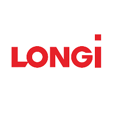 Red LONGi logo with a modern font on a transparent background.